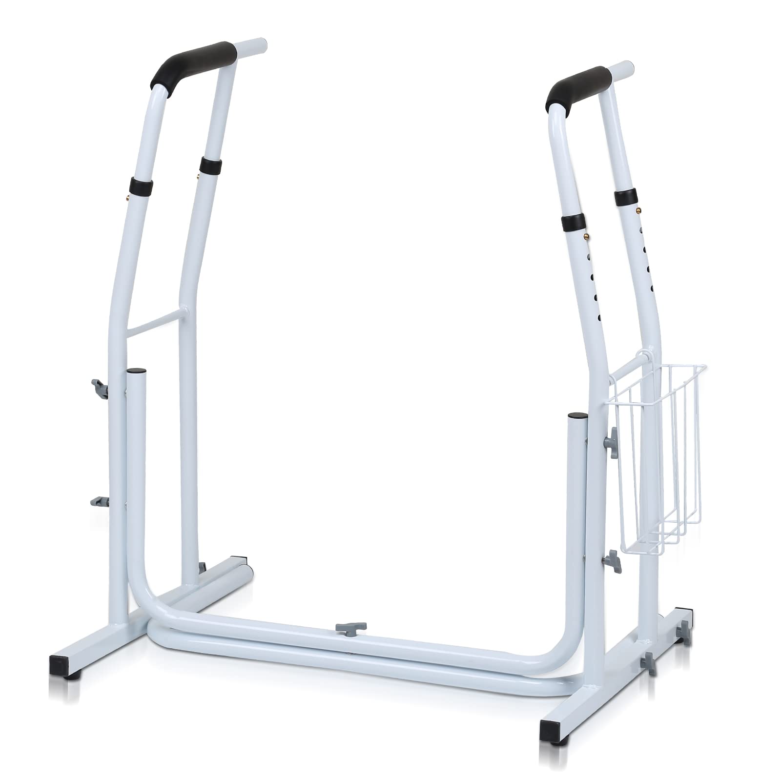 Supporto per WC mobile con cestino, supporto per WC regolabile in altezza, portata fino a 140 kg, supporto WC per anziani, disattivato, donne incinte