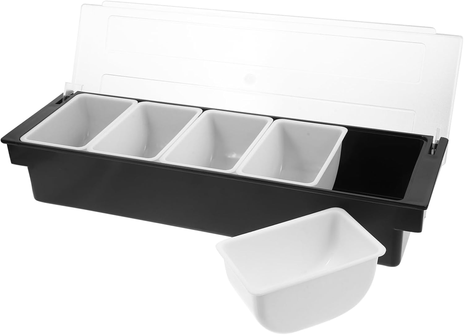 ABOOFAN Ice Cooled Fruit and Snack Organizer Removable Compartments Plastic Condiment Container for Parties Bars and Home Use