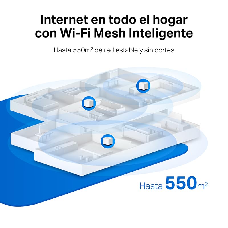 Mercusys HALO H1900G - AC1900 Mesh Wi-Fi, Doble Banda, Cobertura hasta 550 m², 3× Gigabit Puerto por Unidad, MU-MIMO, Beamforming, Control Parental, Smart Connect, 3-Pack