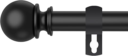 Barras de cortina negras para ventanas de 28 a 48 pulgadas, 58" de diámetro, barra de cortina metálica resistente ajustable pequeña con soporte