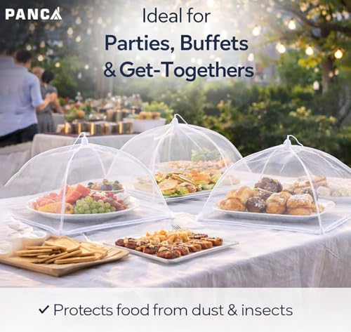 Image of PANCA Food Cover for Outside | 2 Pcs Pop Up Mesh Food Tent 17 Inch | Reusable Collapsible Food Nets for Fruits, Snacks & Outdoor Serving | Insect Proof Cover for Home & Picnic