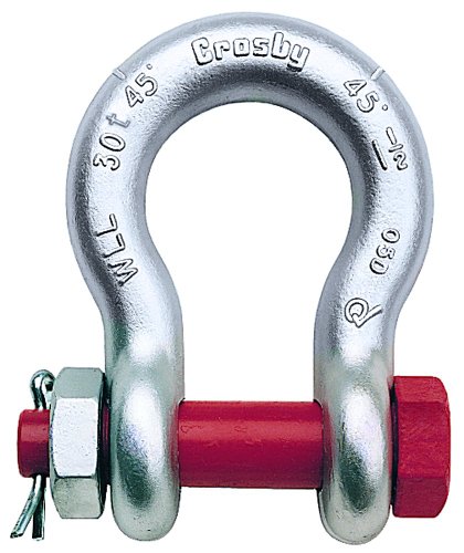 Crosby 1021110 G-2140 Bolt Type Alloy Anchor Shackle, Galvanized, 30 Ton Working Load Limit, 1-1/2" Size