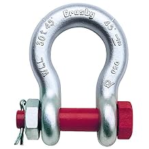 Crosby 1021110 G-2140 Bolt Type Alloy Anchor Shackle, Galvanized, 30 Ton Working Load Limit, 1-1/2" Size