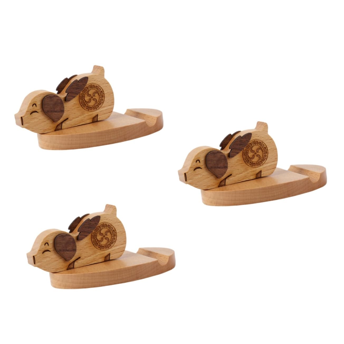 Housoutil 3 Soportes De Madera para Teléfono con Forma De Pantalla Móvil Prácticos para Escritorio Hogar Oficina Dormitorio.