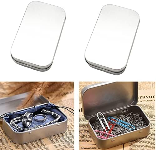 6 Pieces Metal Tin Box Empty Hinged Tins Box Containers for Jewelry Coins Candy DIY Sewing (95x60x20mm)