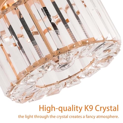 Image of FRIDEKO HOME Crystal Ceiling Light - Small Crystal Chandelier Semi Flush Mount Ceiling Light Fixture Modern Lights for Hallway Bathroom Kitchen Entryway (9.05 Inch, Bulb not Included)