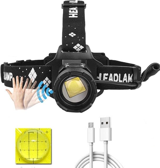 LUXJUMPER XHP99 LED Head Torch Rechargeable, 10000 Lumen Super Bright Headlamp Motion Sensor 5 Modes Head Torch High Power Zoomable Headlight with Power Indicator for Camping