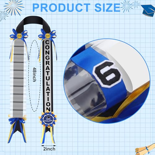 Lyrow Blue Graduation Money Lei Class of 2026 Ribbon Money Lei Graduation Cash Gift for Congrats Graduates Grad Leis with Cash Holder for Senior High School Party Supplies (Classic) by Lyrow - Used condition - Image 2