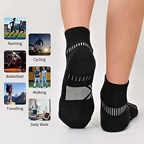 Cooplus Men's Cotton Athletic Ankle Socks Performance Cushioned Quarter Moisture Wicking Sock - 6 Pairs #TOP6