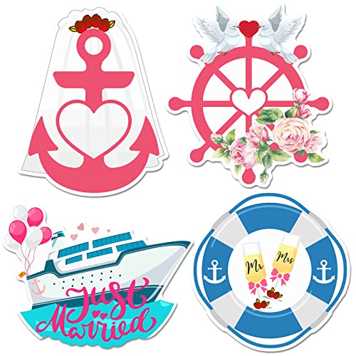 Xuhal 4 Pcs Just Married Cruise Door Decorations Wedding Honeymoon