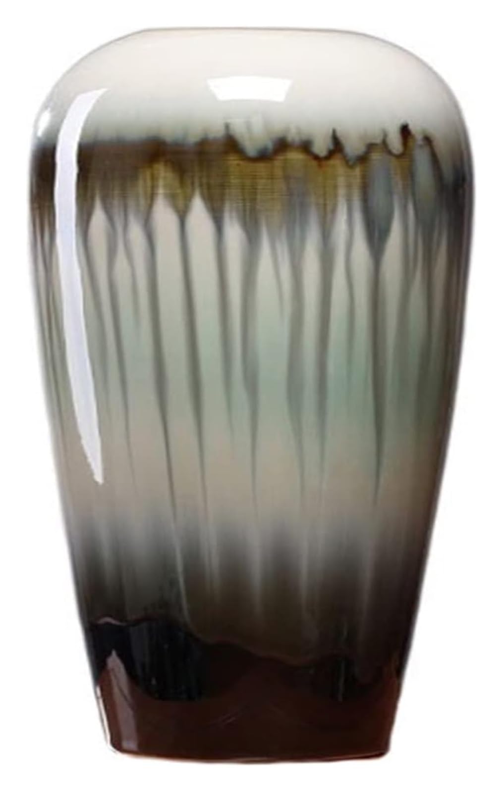 Bzgpmfud Grey Wolf Vase Desktop Chinese Retro Style Decorative Ornament Flower Ware High Temperature Kiln Varying Glaze Vertical Stripe Ceramic Flowers(Grey Wolf)