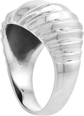 Sterling Silver Wide 16 mm Scalloped High Dome Ring sizes 6-14