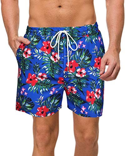 COOFANDY Men's Swim Trunks Quick Dry Beach Floral Shorts with Mesh Liner