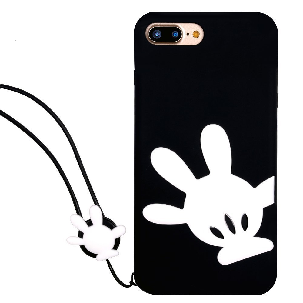 3D Cartoon Animal Mickey Minnie Mouse Case with Strap for iPhone Xs Max Soft Silicone Skin Back Cover (for iPhone Xs Max 6.5")
