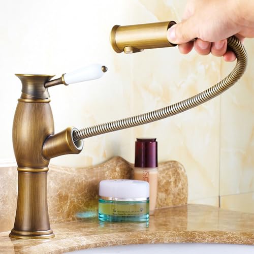Mitigeur de lavabo de salle de bain avec jet extractible rétro - 6