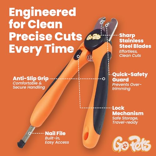 GoPets Dog Nail Clippers, Professional Pet Nail Trimmer for Large Dogs...