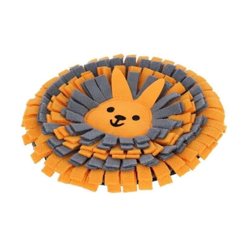 Kerbl Pet Schnüffelteppich, Kaninchenspielzeug, orange, grau, 2cm, Ø25cm, Polyester, Kaninchen, falt- und rollbar, aktiviert Geruchssinn