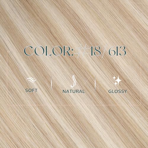 Image of Easyouth 22 Inch Hair Extensions Sew in Highlight Sew in Remy Hair Extensions Ash Blonde Highlight Bleach Blonde Hair Extension Weft Easy to Blend with Natural Hair 100G
