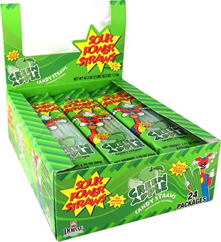 Sour Power, Candy Straws 1.75 (Pack Of 24), Green Apple, 42 Ounce #TOP3