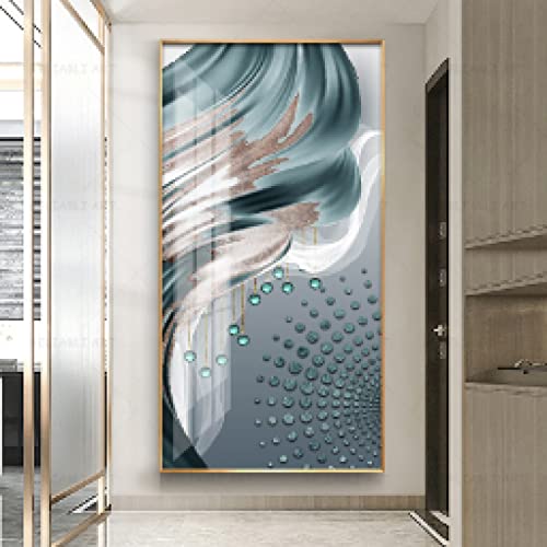 Peinture feuille d'or abstraite nordique luxueuse sur toile géométrique 70x140cm