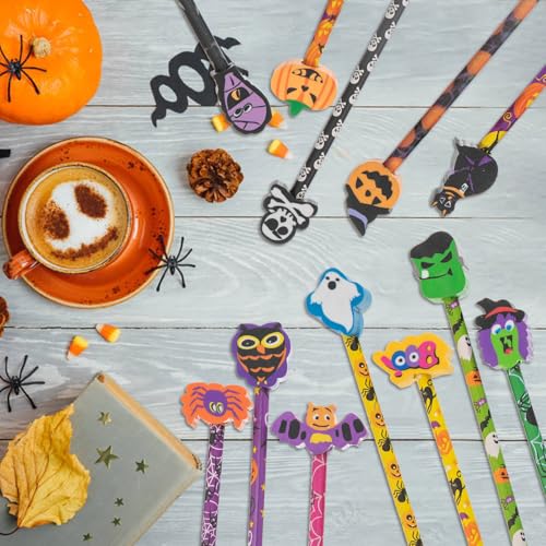 24 lápices halloween con borradores grandes diseño variado miniatura 5
