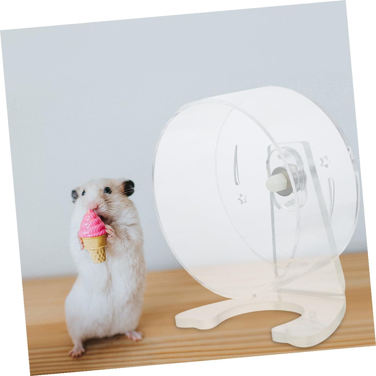Silent Transparent Hamster Wheel with Stand Running Exercise for Small Animals Mice Gerbils Cage Accessory Easy Installation