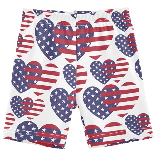 Dallonan Girls Dance Shorts, Toddler Biker Shorts Cartwheel Under Dress Heart Flag Kids Biking Clothes 4-10Y Multi