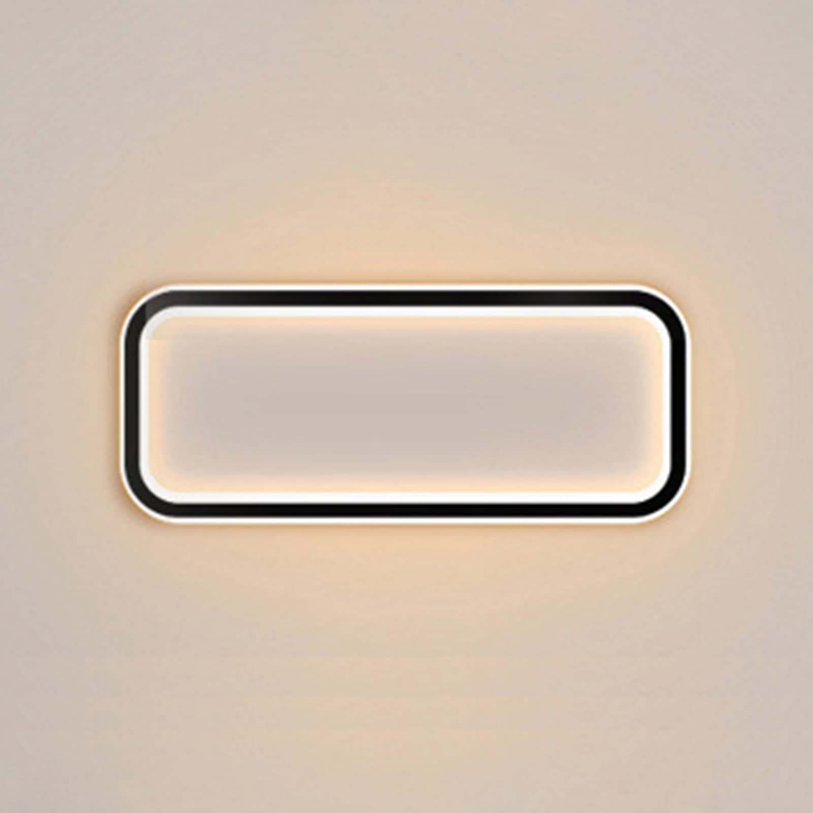 Lampara LED Techo Rectangular Vintage, Plafon LED Techo Rectangular Modernos para Salon Dormitorio Baño (Negro, Blanco Cálido)