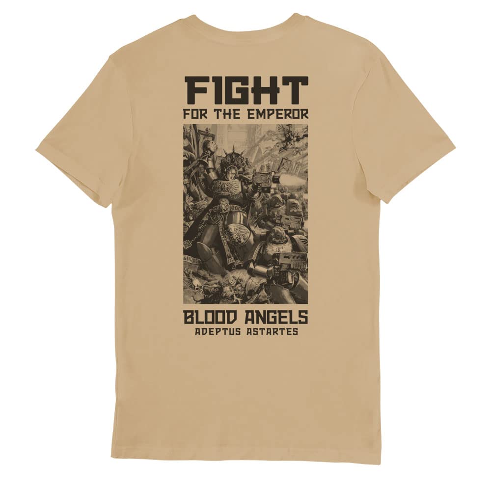 Bioworld Warhammer 40,000 Blood Angels Fight for The Emperor T-Shirt (Large) Beige