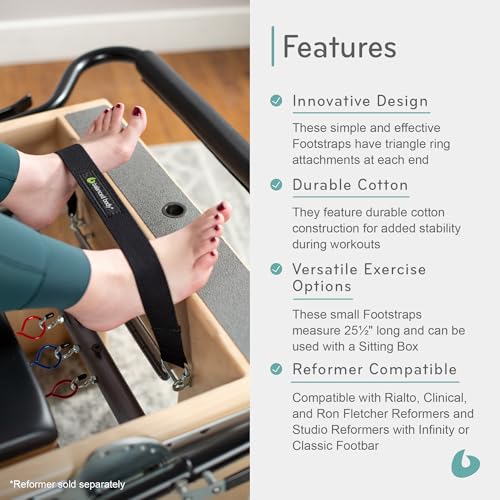 balanced body short cotton or padded footstrap for pilates reformer compatible with studio reformer with classic and infinity footbar clinical fletcher and rialto reformers accessory 255 inches