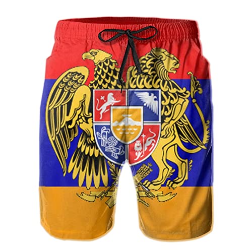 Drawcord Pantalones Cortos Emblema Nacional Armenio Shorts De Secado Rápido Premium Pantalones De Playa Secado Rápido Swim Trunks para Vacaciones, Natación, Surf XL