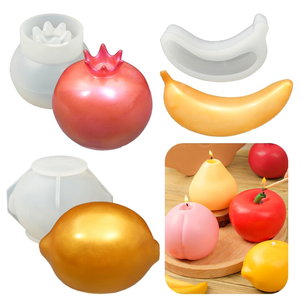Stampi in silicone a forma di frutta 3D per candele, sapone, cioccolato, caramelle, torte, fondente, cottura