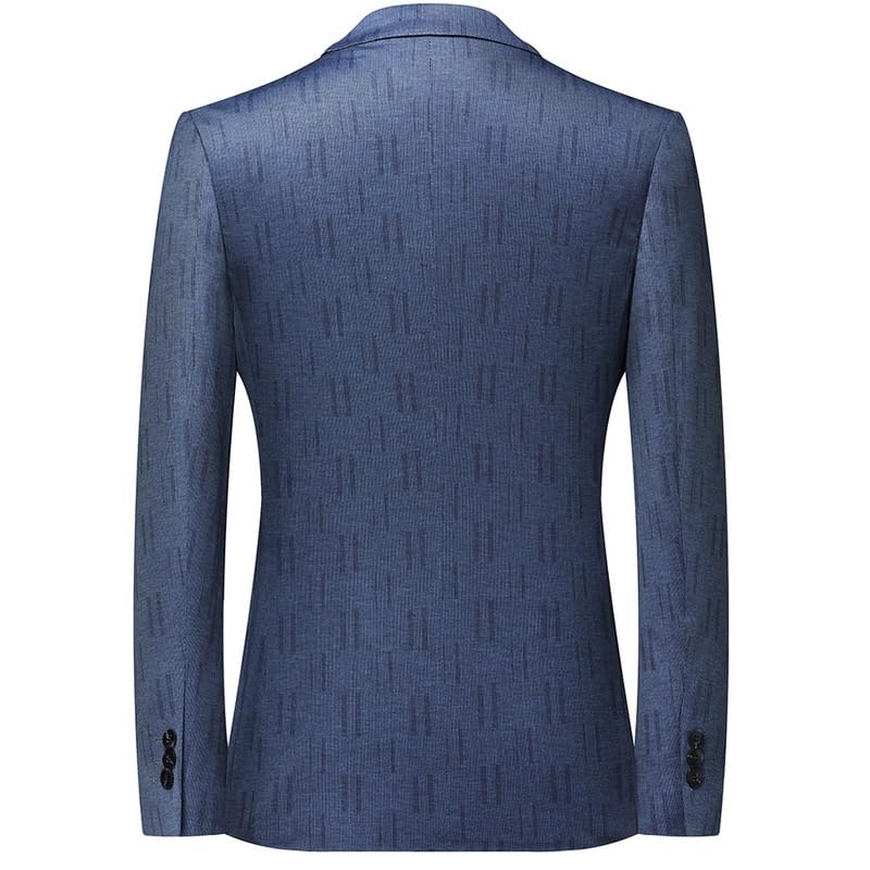 Mens Blue Print Two Button Casual Lightweight Sport Coats Solid Notched Lapel Suit Jackets2
