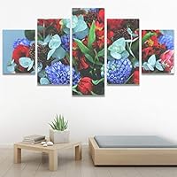 SIGNWIN 5 Panel Canvas Wall Art Modern Art Bouquet Colorful Cool Floral Group Multicolor Photography Realism Romantics for Home Decorations Ready to Hang - 60