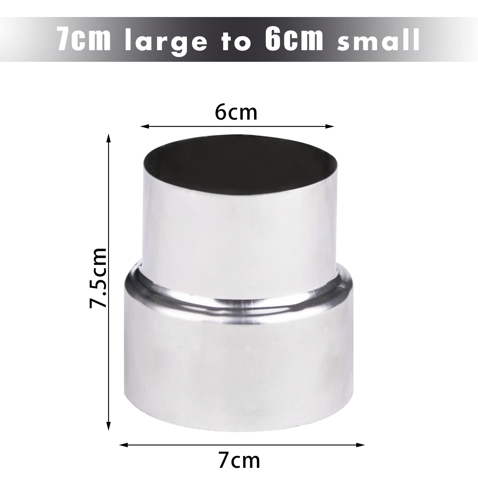 Produktbild von Ofenrohr-Reduzierung 110 Mm Auf 100 Mm – Aus Edelstahl, 1 Mm Stark, Für Kamin- & Lüftungsanlagen, Nahtlose Durchmesseranpassung