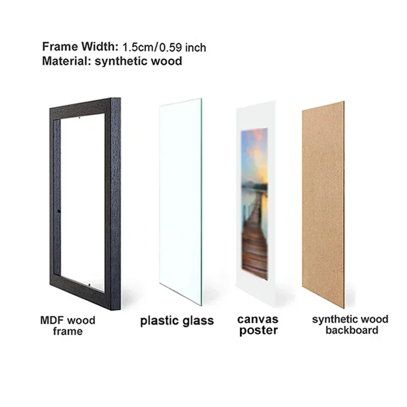 Bilderrahmen 1/2/3/6 STÜCKE 8x12 zoll Holz Fotorahmen A4 Schwarz Weiß Braun Zertifikate Rahmen Familie Bilderrahmen Home Decor Poster(Black,3pcs A4)