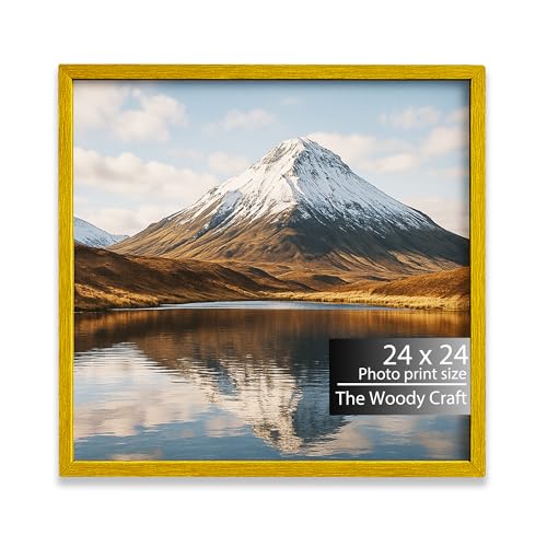 Image of Square Frame 24x24 Inch | Yellow Photo Frame For Wall | Modern Wall Frame | Wooden Photo Frame For Living Room | Stylish Big Photo Frames For Wall | Ideal Empty Frames For Wall Decor
