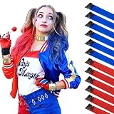 FESHFEN Colored Hair Extension, 12 PCS Blue and Red Clip in Hair Extension Highlight Colorful Long S