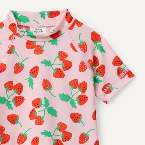 Image of Amazon Essentials Girls and Toddlers' Short Sleeve Slim Fit High-Neck Rashguard T-Shirt