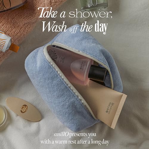 ANILLO Blue Terry Travel Pouch, Toiletry and Cosmetic Bag for Skincare by ANILLO - Used condition - Image 2