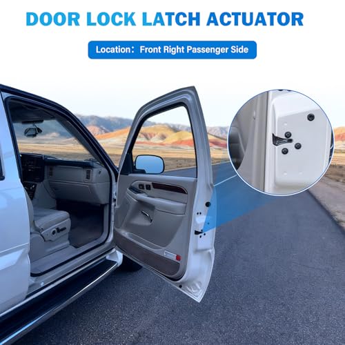 Image of Door Lock Latch Actuator Compatible with 2000-2007 Cadillac Escalade & Chevy Chevrolet Silverado Avalanche Suburban Tahoe & GMC Sierra Yukon, Front Right Passenger Side, OE#931-319, 15110644, 15053682