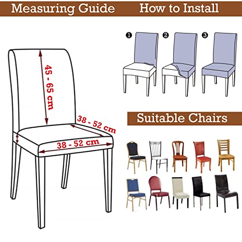 Image of HOKIPO Stretchable Dining Chair Frill Cover Set of 2 Washable Slip Covers (AR-4092-D4*2), Polyester Blend