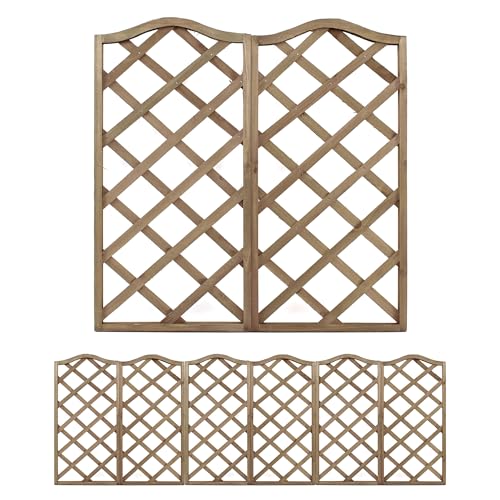 The Secret Home - Paneles de Celosía de Madera - Decoración para Interiores o Exteriores - Ideal para Jardín, Terraza o Balcón (Modelo 5 - Madera Oscura)