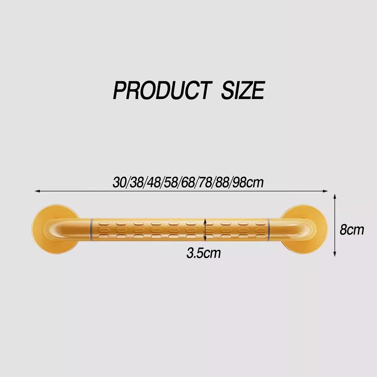 Barras de agarre de acero inoxidable para bañera con anillos que brillan en la oscuridad, asas de ducha de seguridad para personas mayores y mujeres embarazadas (blanco, 38 cm)