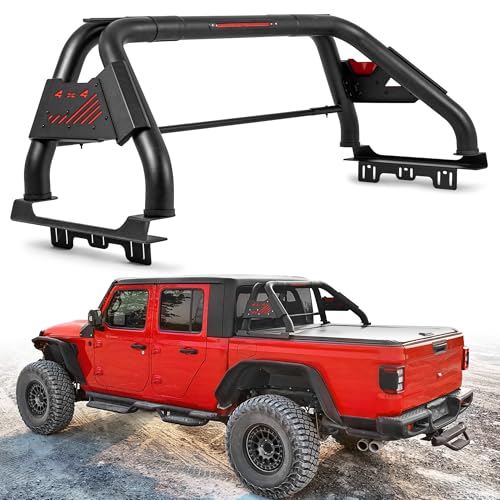 Image of MONOKING Universal Truck Bed Roll Bar with Brake Light & Light Mount, Heavy-Duty Dual-Tube Sport Bar Compatible with Tonneau Cover, Customizable DIY Side Panels for F150 Silverado Ram Tundra Titan