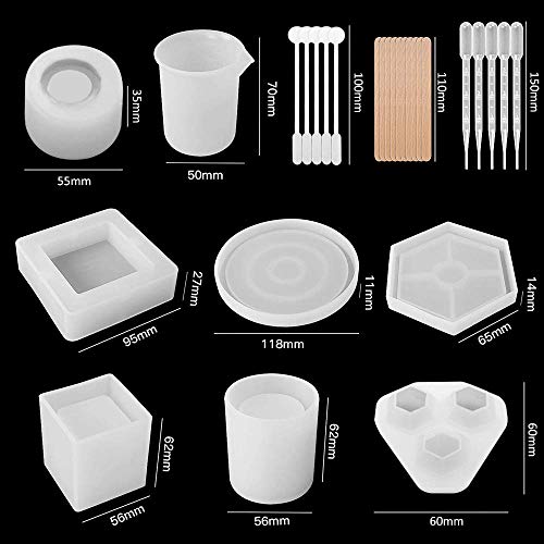 C100AE 28 Stuks Reuseful Hars Epoxy Mould, Siliconen Vormen van Epoxyhars, Hars Craft Mold, Epoxyhars Kit met Vele Verschillende Vormen voor DIY Het Maken van Oorbel Sieraden Hanger Onderzetters - Afbeelding 3