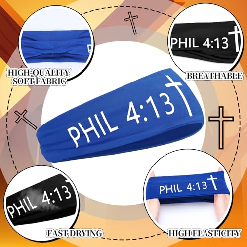 Image of 5 Pcs Christian Athletic Headbands Gifts Cross Headband for Men Women Bible Verse Workout Religious Stretchy Sweat Bands