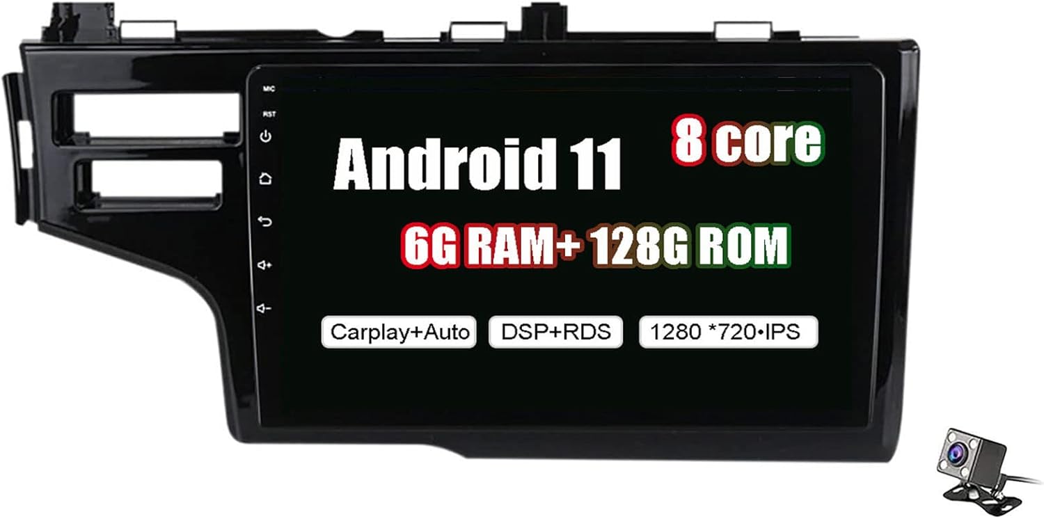 Doble DIN 9 Pulgadas Auto Estéreo Android 11 Autorradio con FM Am Radio USB CarPlayer para Honda Jazz Fit 2014-2020 Carplay Map GPS Nav Auto Stereo WiFi Multimedia Video Player
