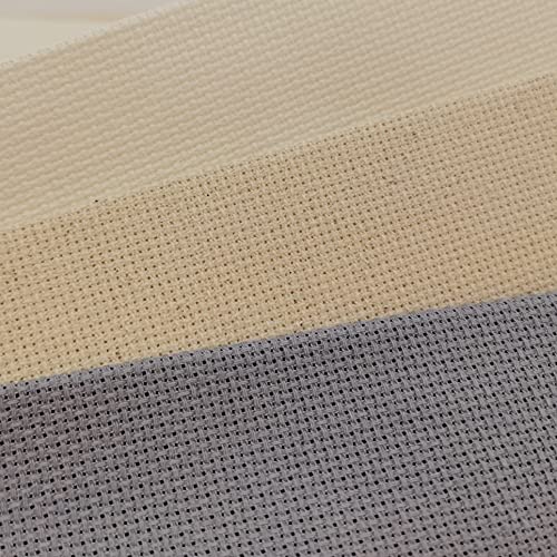 Image of KCS 3 pc of 12 inch x 18 inch 18CT Counted Cotton Aida Cloth Cross Stitch Fabric (Antique White +Oatmeal+Light Steel Grey)