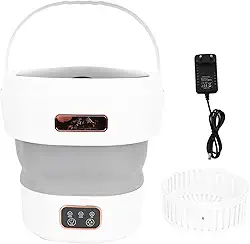 HEEPDD Máquina de Lavar Portátil 12L Mini Arruela Dobrável para Meias de Roupas íntimas Roupas de bebê Com Spin Seco e Dreno Automático Compacto para Camping de Dormitório (Plugue da UE)